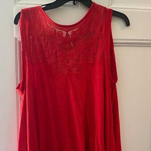 Red sleeveless lacy Free People swing top